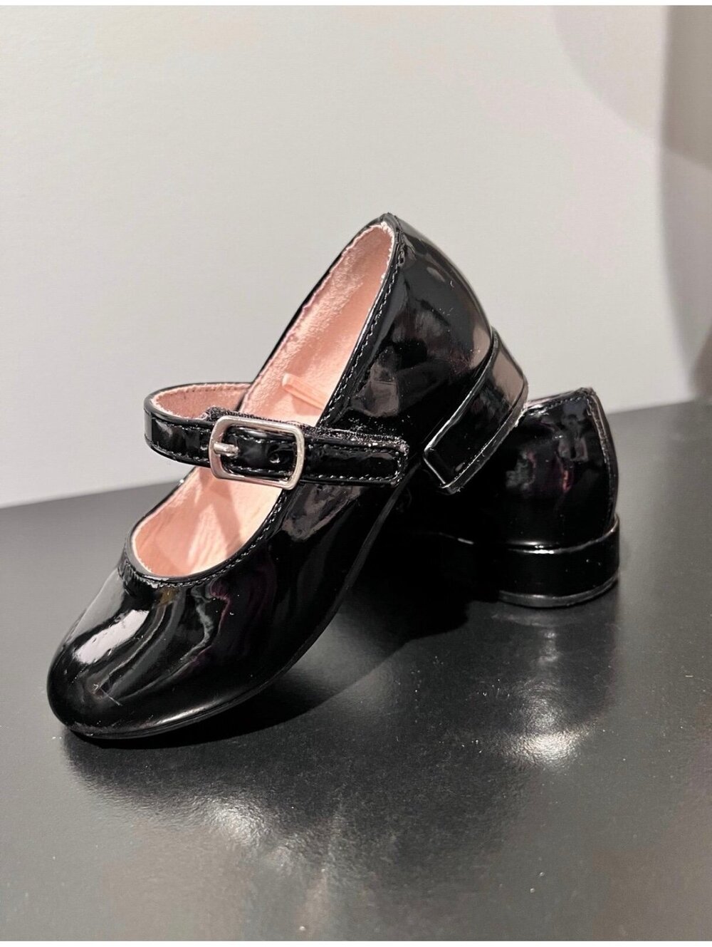 Toddler Girl Black Patent Leather Low Heel Mary Jane Dress Shoes, Size 7